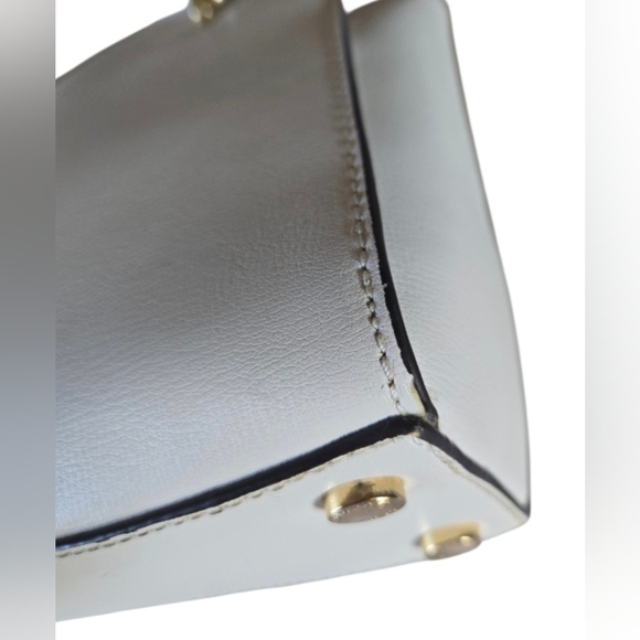 Michael Kors Ellis Small White Leather Satchel/Crossbody with Gold Accents - Picture 7 of 16